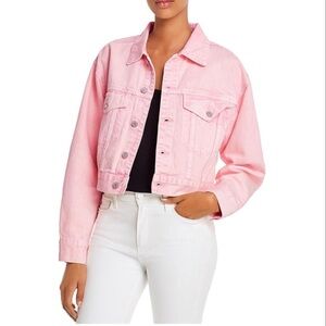 Pink Cropped Denim Jacket - Women